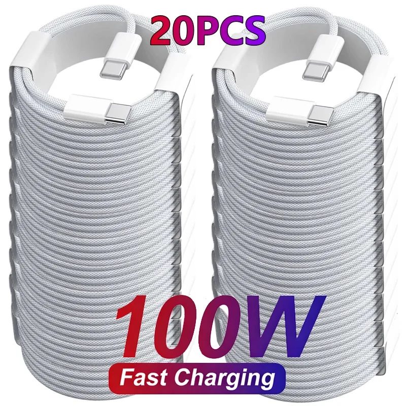 20 Stück 100W PD USB-C zu USB-C Schnellladekabel für Apple iPhone 17 Pro Max 16 15 Plus 14 13 12 11 X XS Typ-C Schnellaufladung