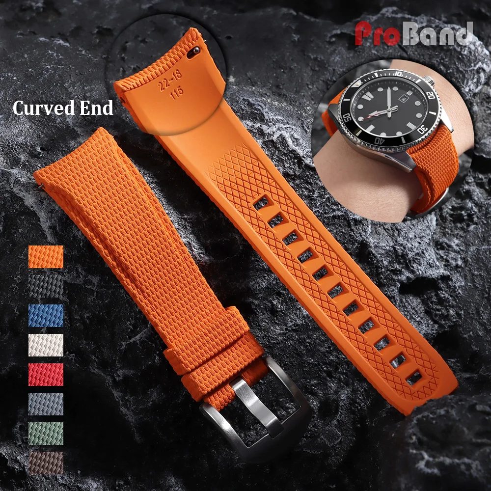 20/21/22mm FKM Gummi-Uhrenarmband mit Gebogenem Ende Schnellverschluss Silikon-Uhrenband für Longines für Seiko Swordfish für Rolex Armband