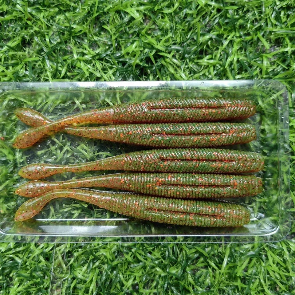 Swolfy 5pcs Stick Wurm Softbait Angel köder hinzufügen Salz geraden Schwanz 75mm/95mm/115mm perfekte Kunststoffe Dream Shot Soft