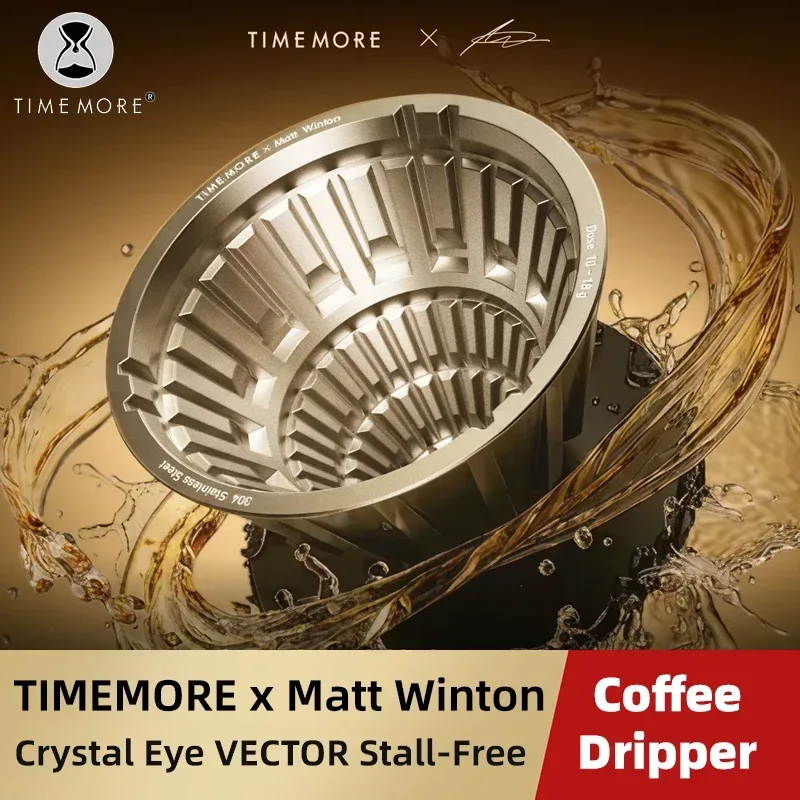 TIMEMORE X Matt Winton Crystal Eye VECTOR Verstopfungsfreier Pour-Over Kaffee-Dripper, Edelstahl, Anti-Kanalisation, Größe 01