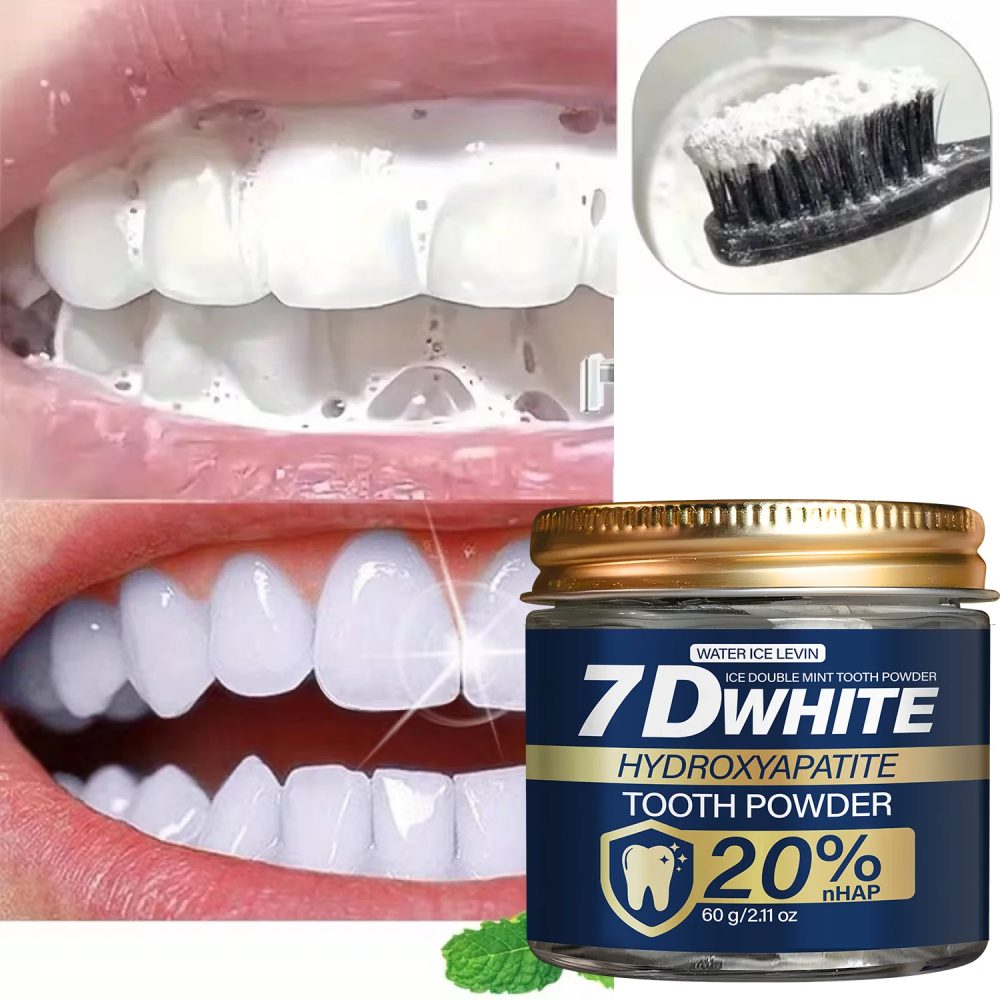 Hydroxyapatit-Zahnpulver 60g, 20% nHAP & Aktivkohle-Zahnpasta-Pulver, Doppelte Minze für Frischen Atem, Mundpflege