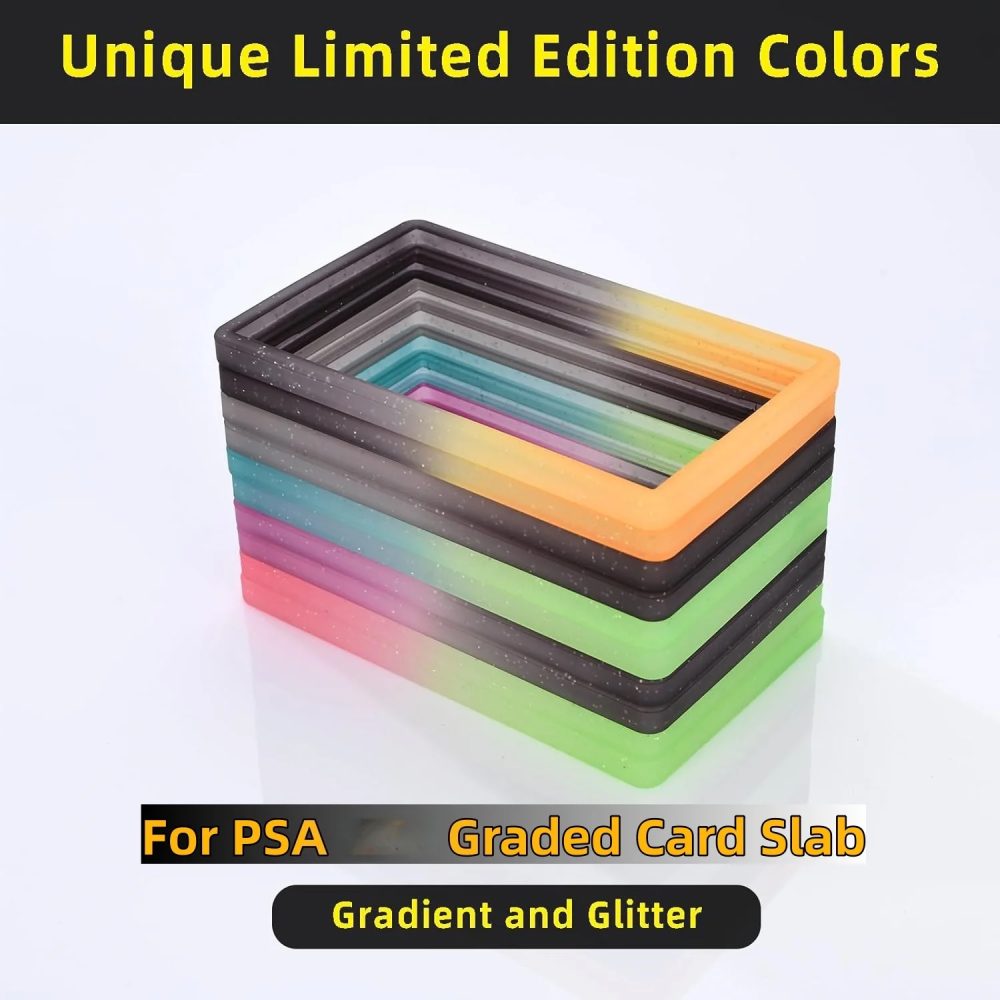 Farbverlaufssilikon Bumper Case Guard Protector Display Sleeves Skin TPU für PSA 35PT Graded Card Slab Sports Game Storage Holder