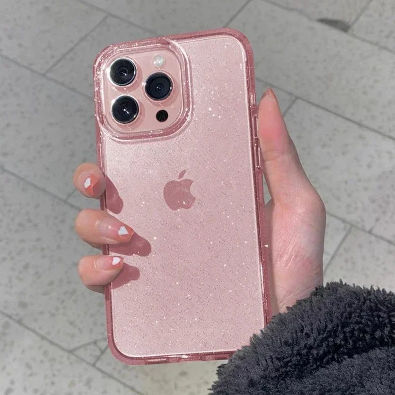 Rosa glitzernde Bling-klare weiche Hülle für iPhone 17 Air 16 15 14 13 12 11 Pro Max Plus 17Pro 16Pro 16e I Phone Women Fundas Cover