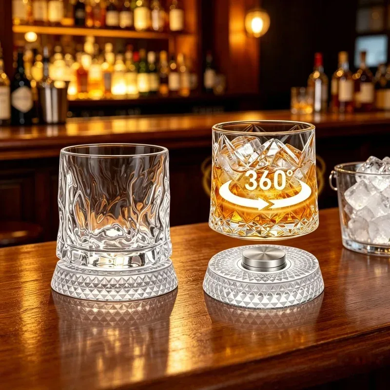 280ml Whiskyglas Der Kristall dreht sich um 360° °   Weißwein und Cocktail-Getränke Bar-Party Coole Bar-Accessoires Einzigartiges Geschenk