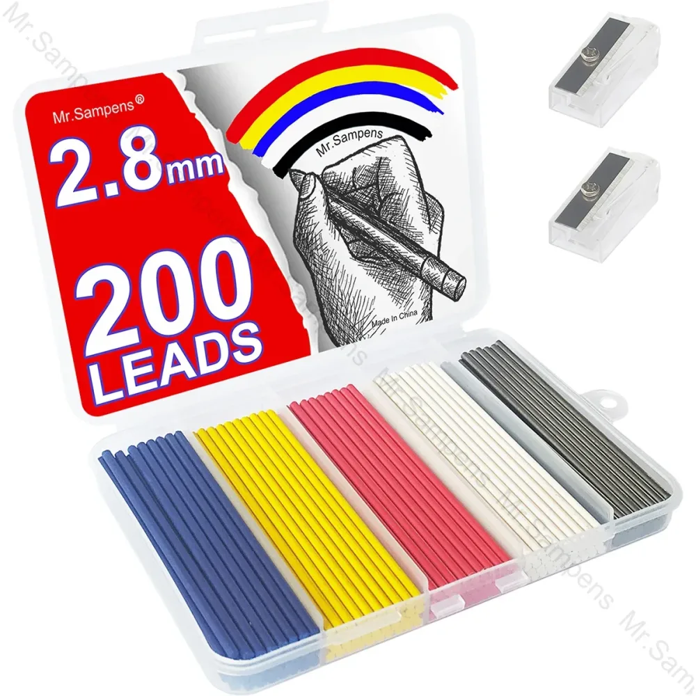 200 Stück 2,8 mm langer Kopf, automatische Bleistiftminen für Holzbearbeitung, tiefe Lochmarkierung, technische Ausarbeitung, Metallstanzen, Strichzeichnung