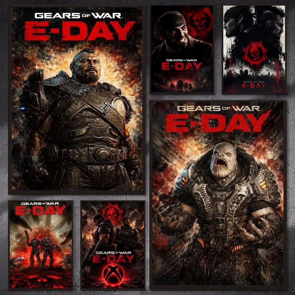 Game G-Gears of War E-Day Poster, modernes, ästhetisches, cooles Premium-Dekor für Schlafzimmer und Spielzimmer