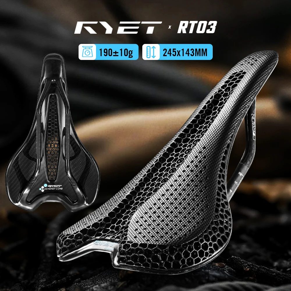 RYET Ultraleichter Carbon 3D-Gedruckter Fahrradsattel 190g/210g 7*9 Fahrrad-Sitzkissen für Rennrad MTB Mountain Gravel Radzubehör