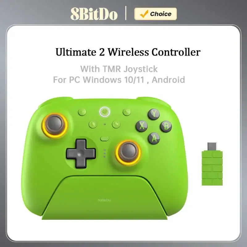 8BitDo Ultimate 2 Wireless Controller, kabelloses 2,4-g-Gamepad mit TMR-Joystick für PC, Windows 10, 11, Android