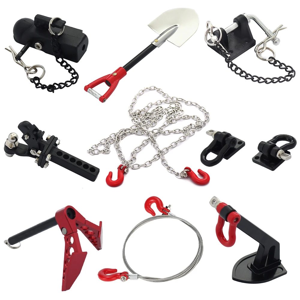 Metall-Recovery-Schleppketten, Anhängerkupplung, Schäkel, Windenanker für 1/10 RC Crawler TRX4 TRX6 SCX10 Wraith Capra Redcat MST CC01