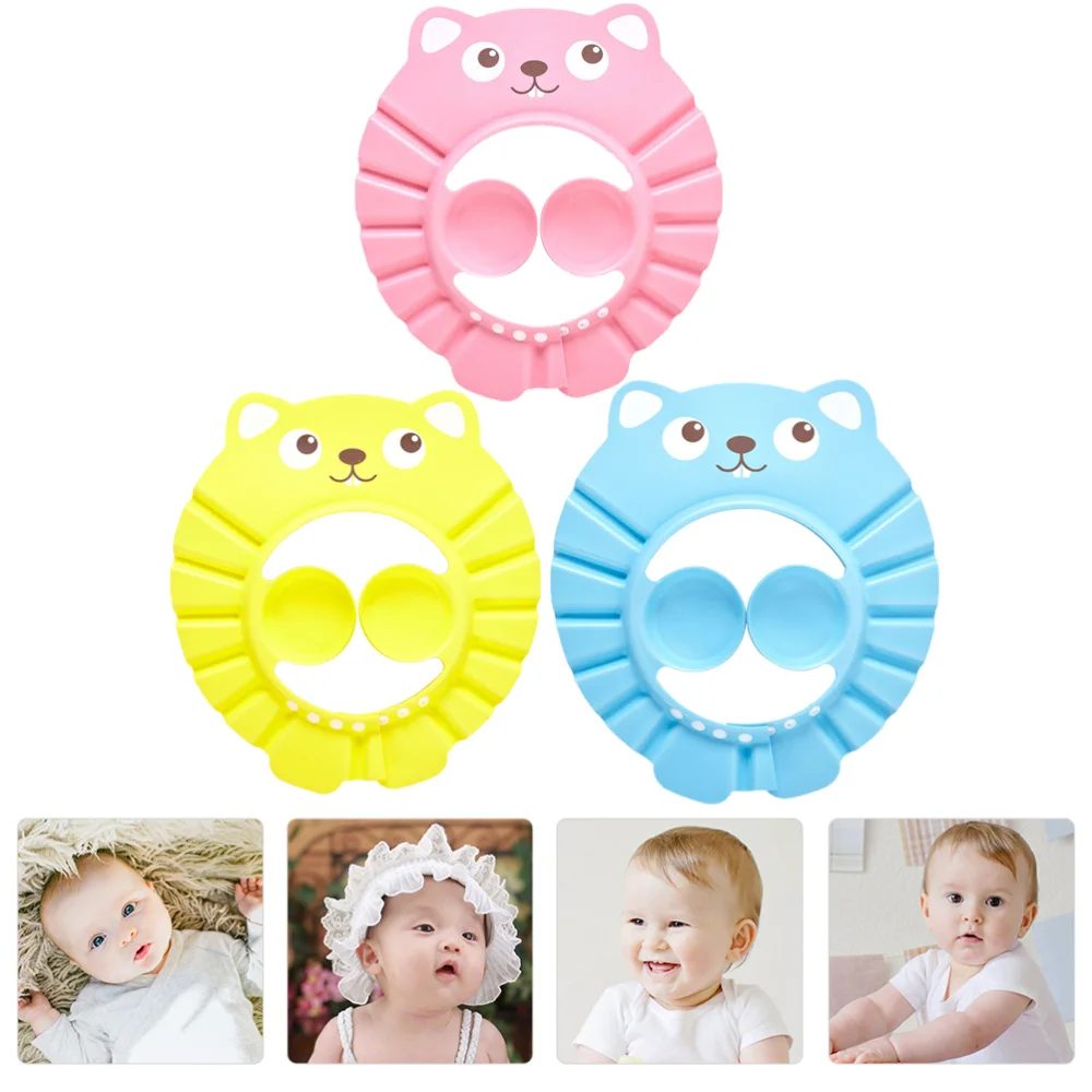 3pcs Baby Shampoo Hat Kid Bathing Cap Cartoon Shampoo Hat EVA Shower Cap