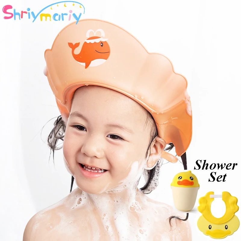 Children Shower Shield Cap Baby Cartoon Shower Hat Adjustable Baby Protect Eye Water-proof Shampoo Cap Infant Bath Visor Cap