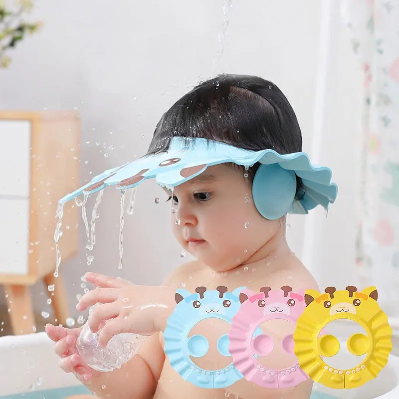 Adjustable Baby Shower Caps Child Kids Waterproof Shampoo Hat Boys Girls Wash Hair Bath Shield Ear Eye Protection Visor Caps