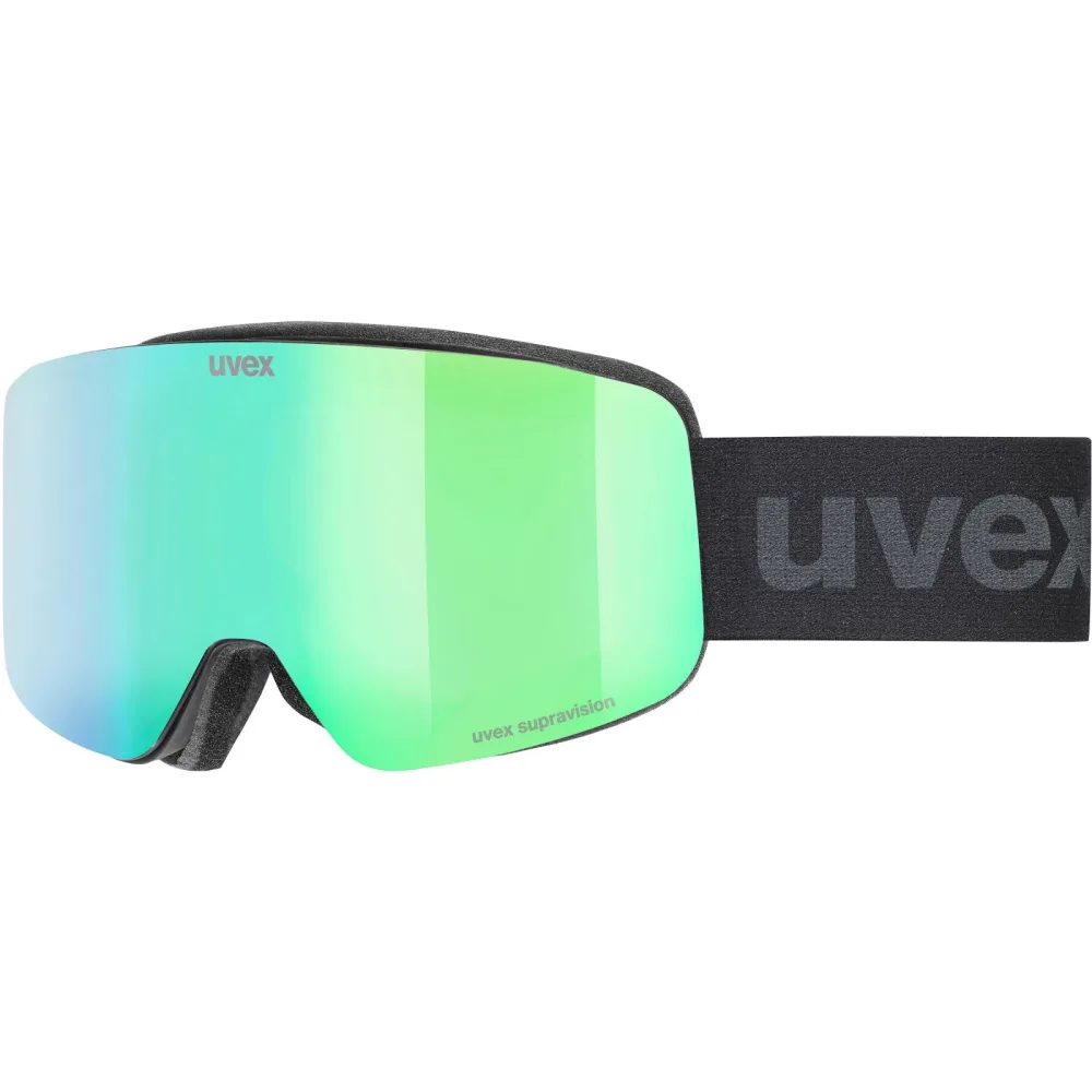 Uvex Pwdr Fm Skibrille - black matt / grün-gelb