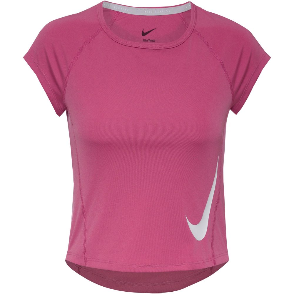 Nike - T-Shirt, W Nk Tempo Swoosh Run Df Ss, XL, Rosa