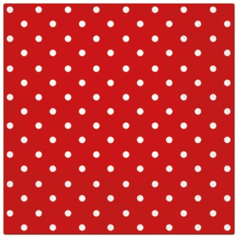 Servietten Lunch 20x rot/weiss m. Punkten, 33x33cm