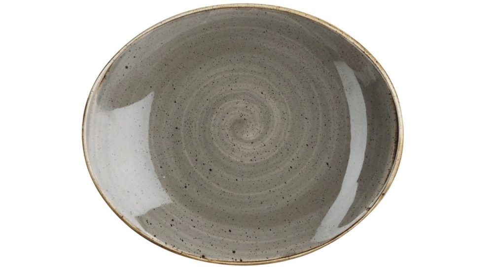 Churchill Teller Stonecast Peppercorn oval Coupe; 19.2x16 cm (LxB); grau/braun; oval; 12 Stück / Pack