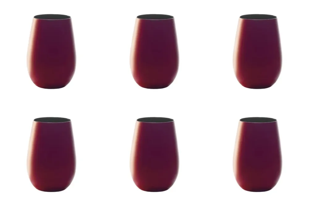 6er Set Elements Becher 465ml rot/schwarz