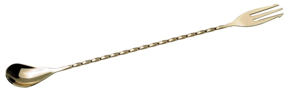 Mixlöffel mit Gabel 30cm gold beschichtet