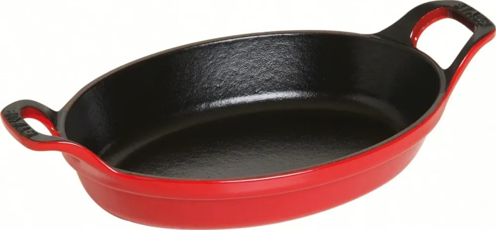 Auflaufform 24cm, oval, Kirsch-Rot, Gusseisen