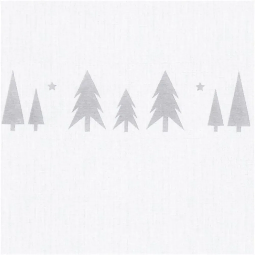 Serviette 40x40, polarweiss Tanne silber, 15 Stk.