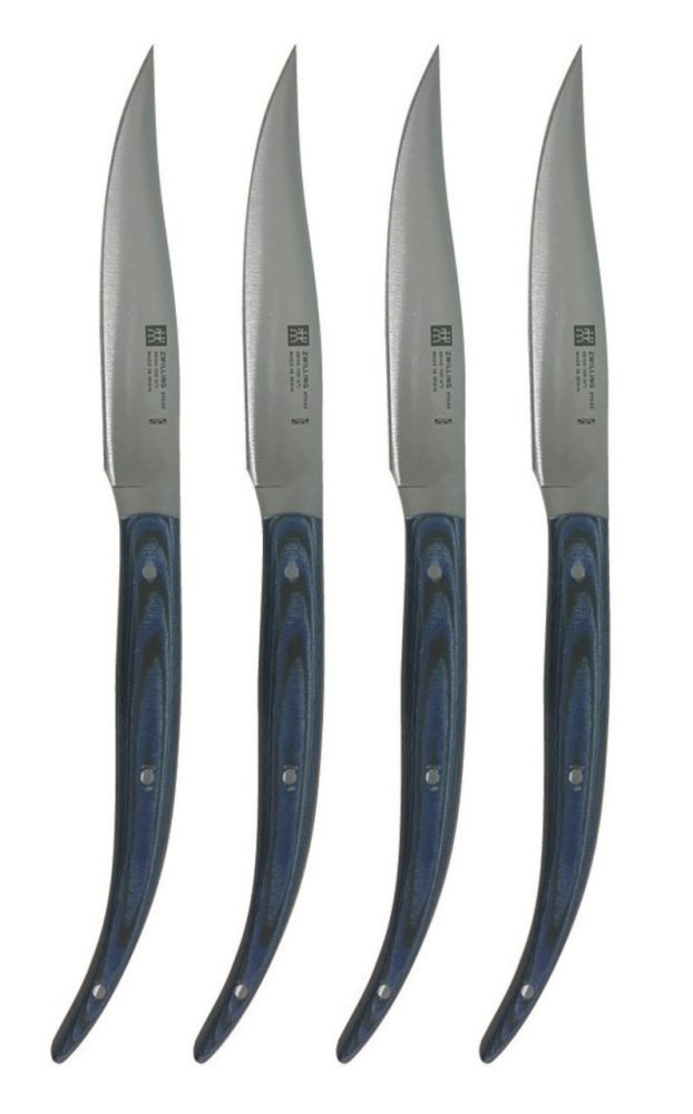 Steakmesser 4er-Set, Blue Micarta, 100 mm