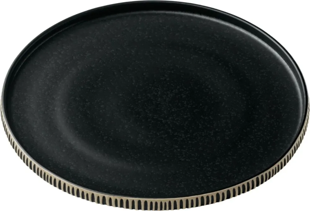 Playground Teller flach Nara Relief; 21x2.5 cm (ØxH); schwarz/weiss; rund; 6 Stück / Pack