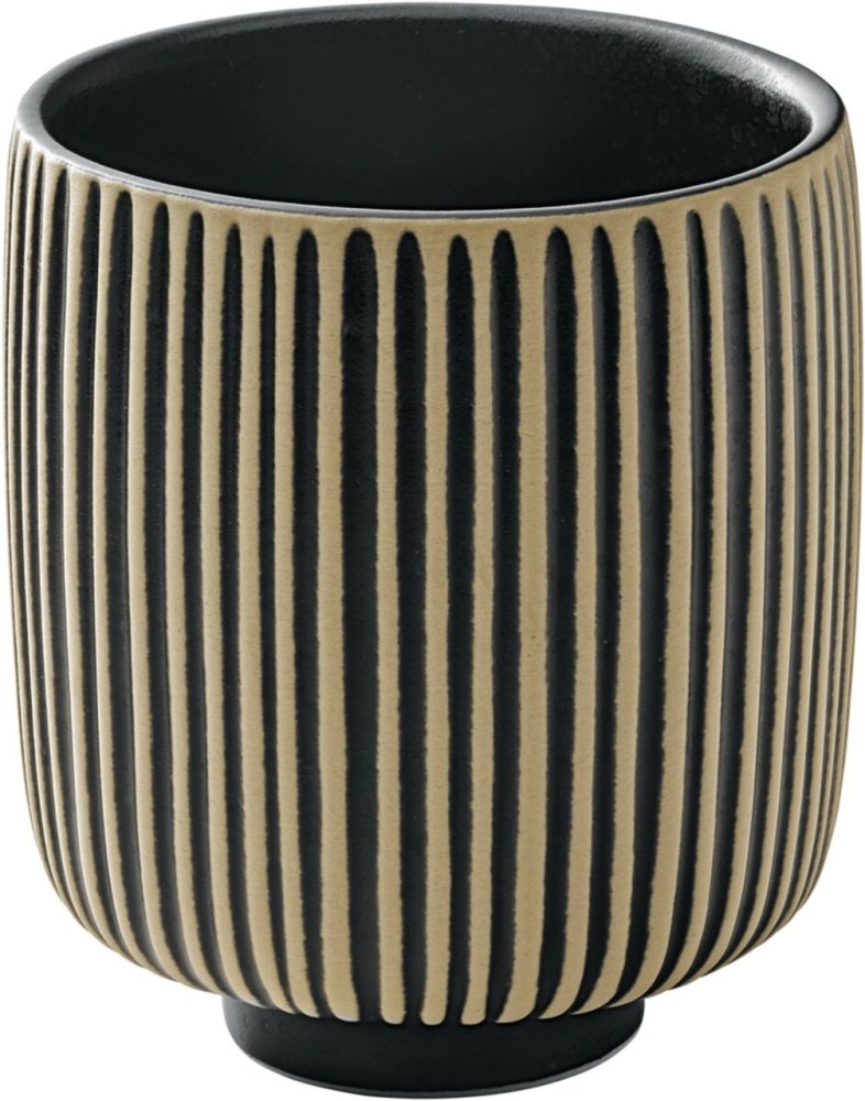 Playground Becher Nara hoch Relief; 320 ml, 8x9.5 cm (ØxH); schwarz/weiss; rund; 6 Stück / Pack