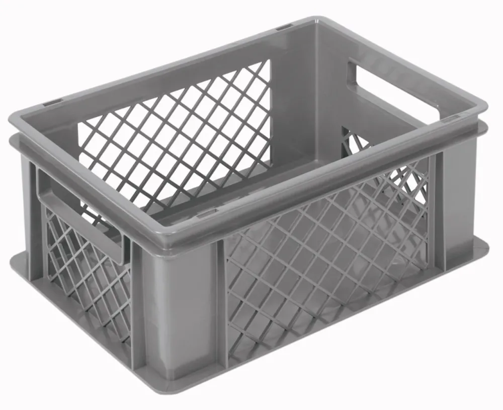 Behälter grau 40x30x17cm Standard Boden geschlos/Wände perfo