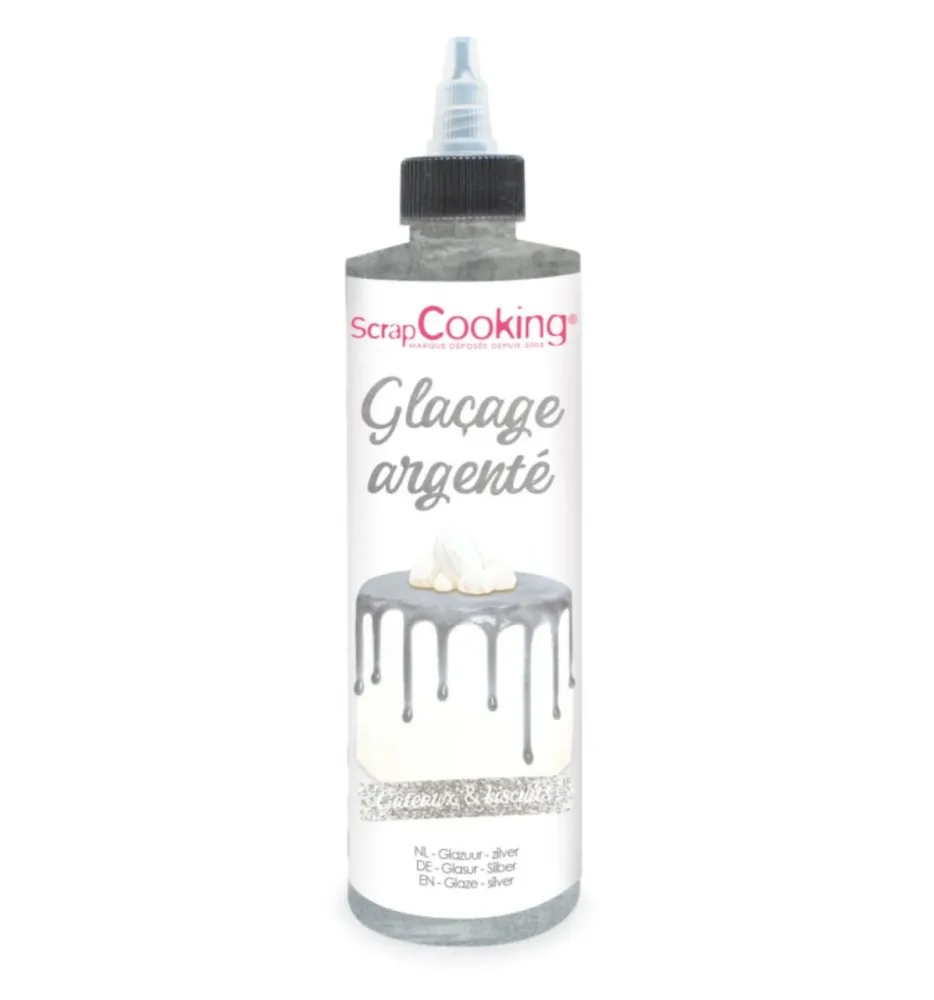 Schokoladengeschmacksglasur Drip Cake Silber 130g