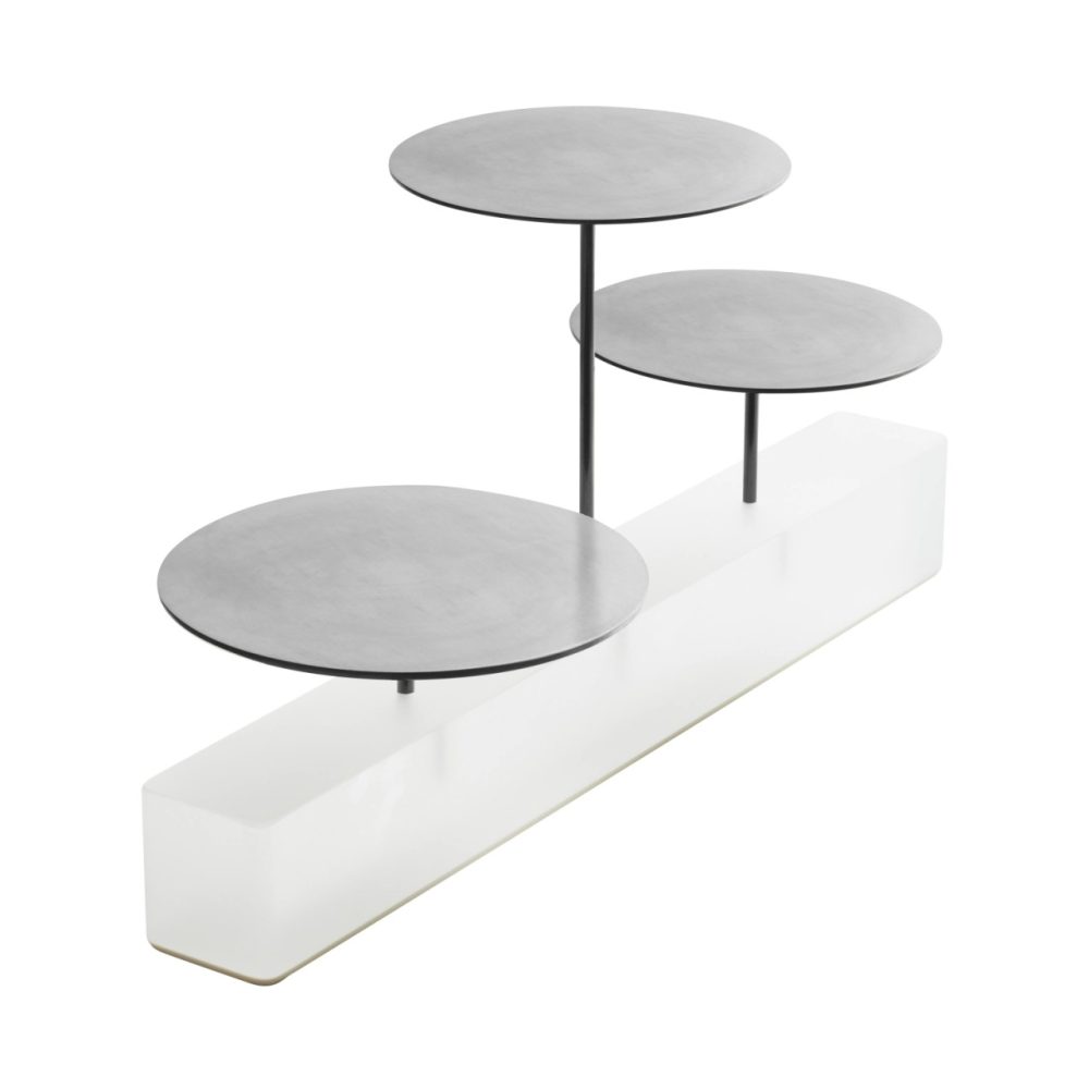 Ice Servierblock mit 3 Tabletts 32x12x16cm weiss/silber