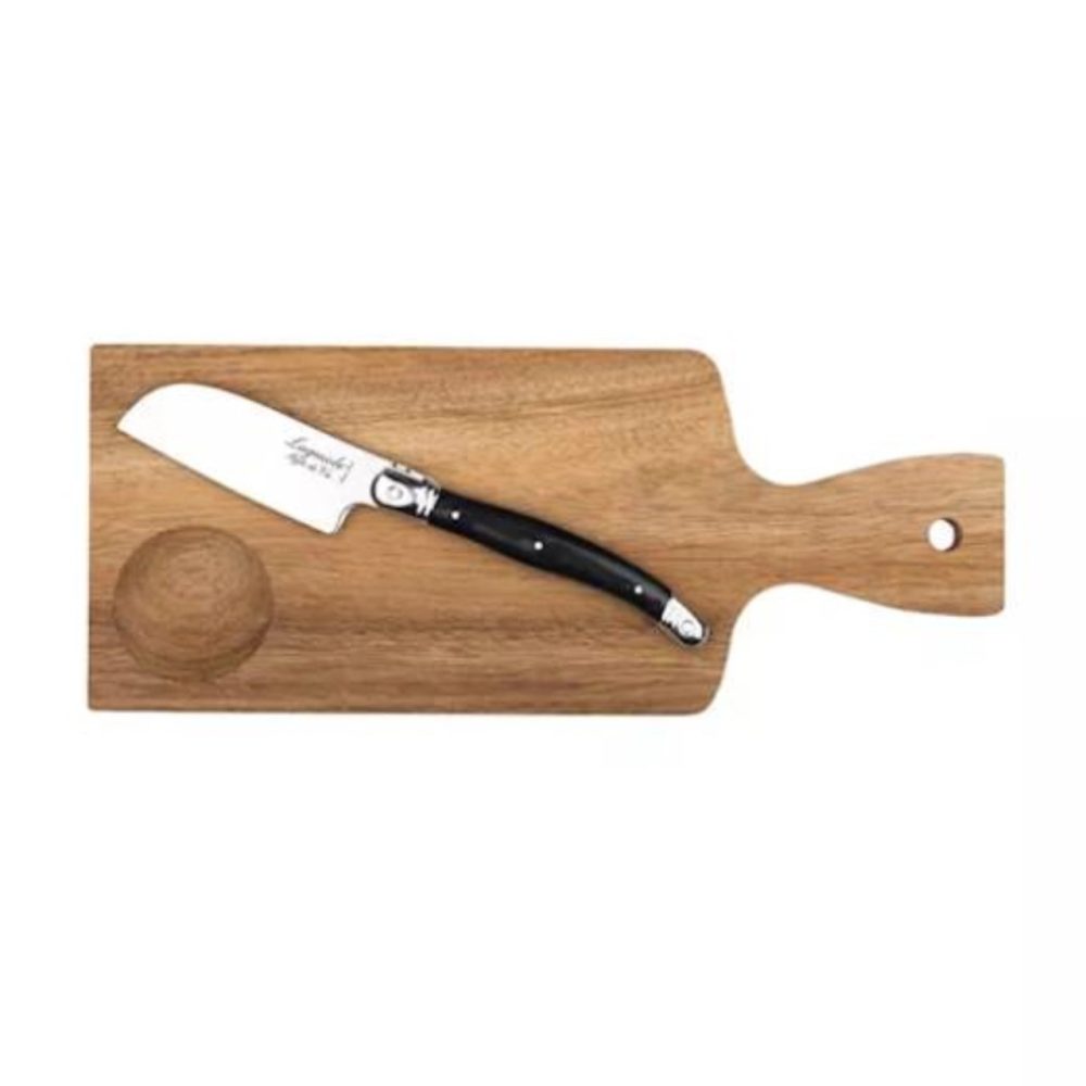 Laguiole Santoku Käsemesser mit Servierbrett Akazienholz