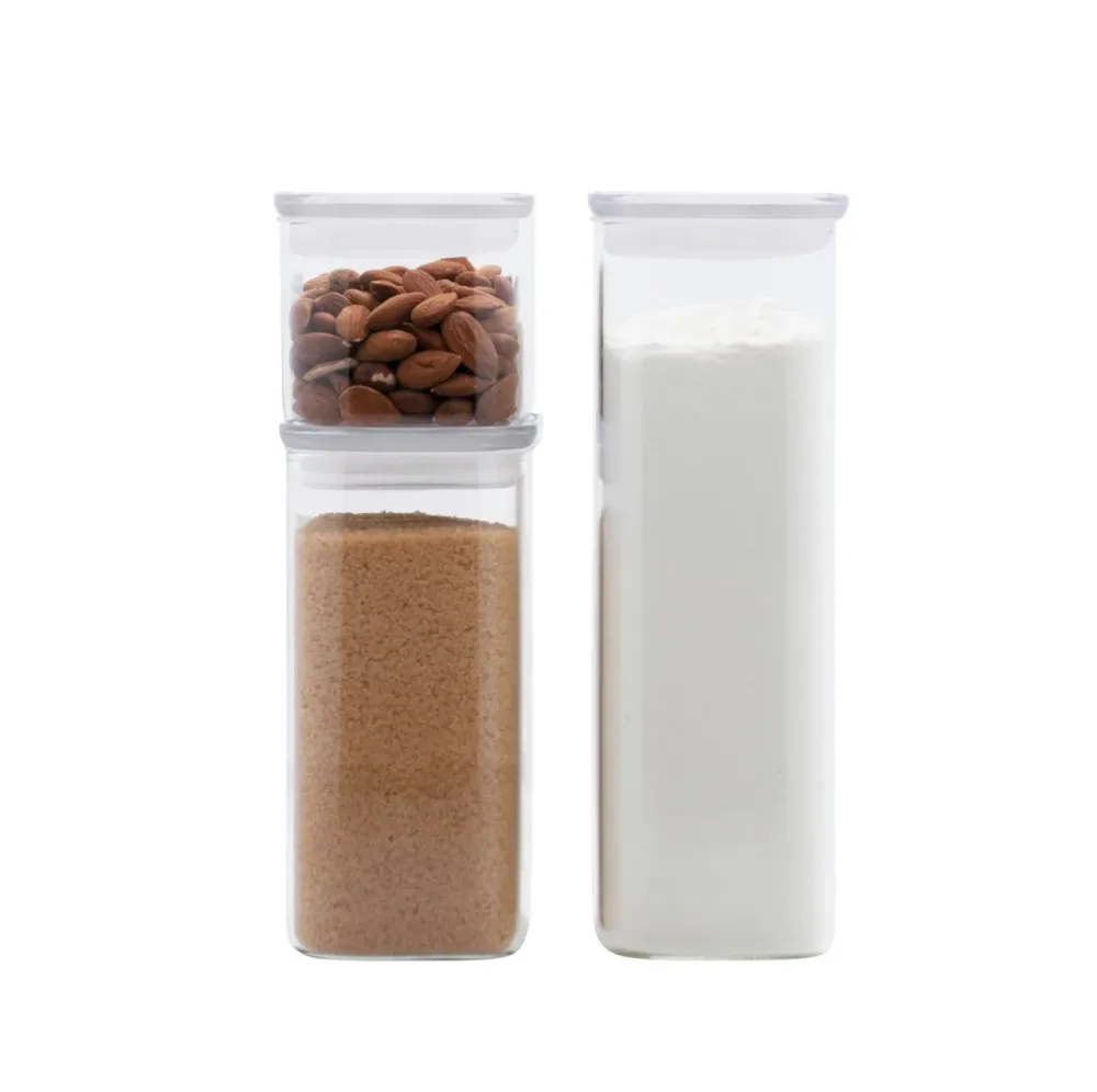 3er Set Vorratsglas mit Glasdeckel 0.47l, 1.2l, 1.8l