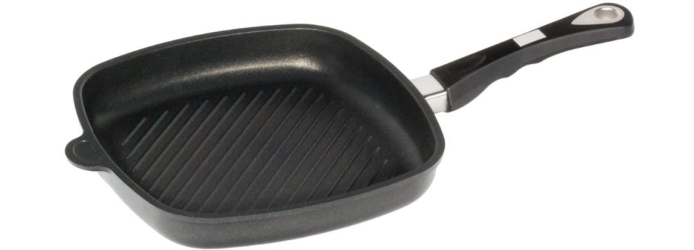 Induktion Eck-Pfanne 26x26cm, H4cm m. Grillboden