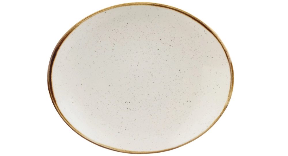 Churchill Teller Stonecast Barley White oval Coupe; 19.2x16 cm (LxB); weiss/braun; oval; 12 Stück / Pack