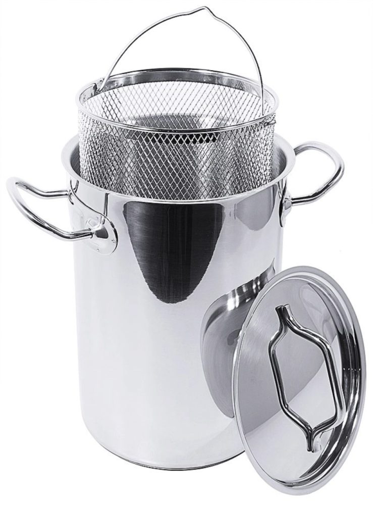Spargeltopf 16 cm, 23,5cm hoch mit Deckel und Einsatz