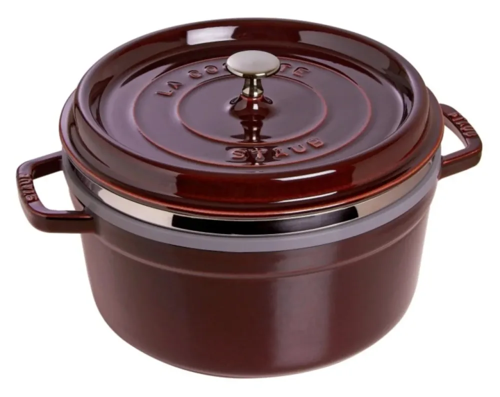 Cocotte mit Dämpfeinsatz 26cm, rund, Grenadine, Gusseisen