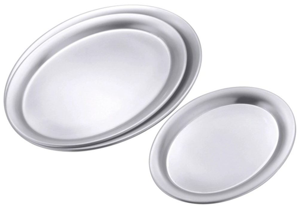 Serviertablett oval 26.5x19.5cm, Edelstahl matt poliert