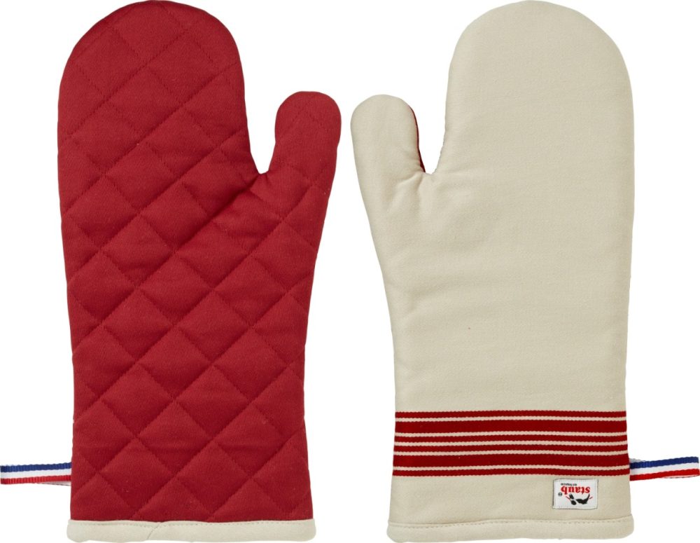 Ofenhandschuhe 2-tlg., 19 x 35cm, 100 Prozent Baumwolle, Rot