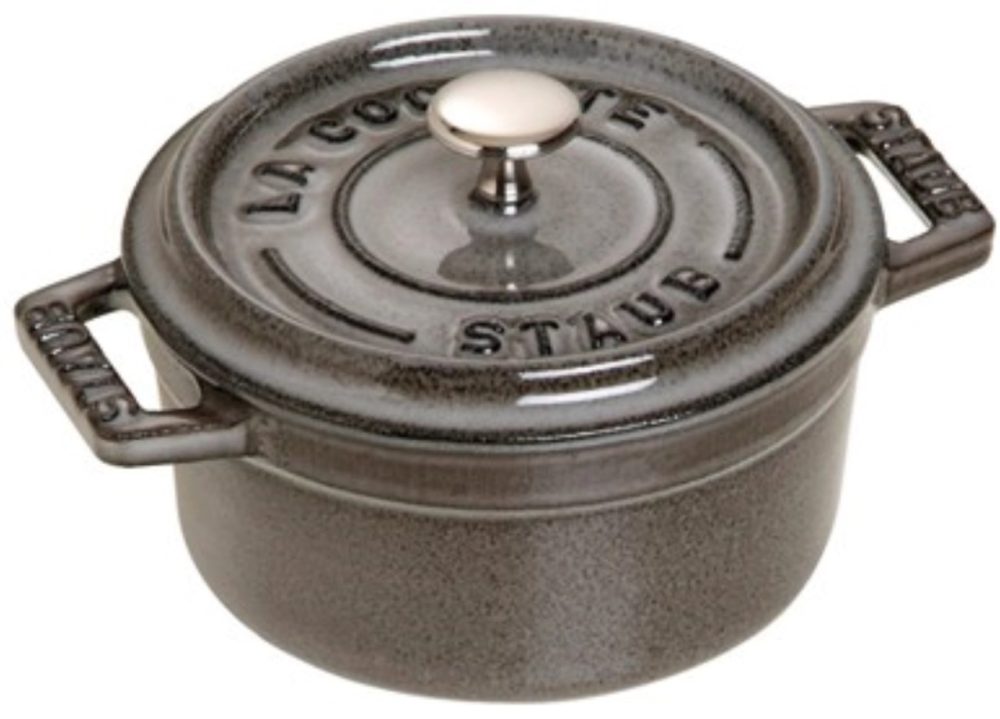 Mini Cocotte 10cm, rund, Grau, Gusseisen 0.25l