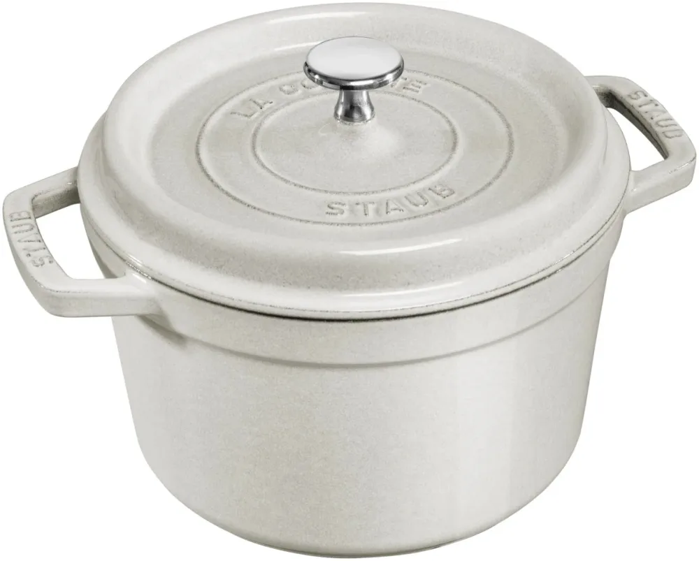 Cocotte hoch 24cm, rund, Weisser Trüffel, Gusseisen