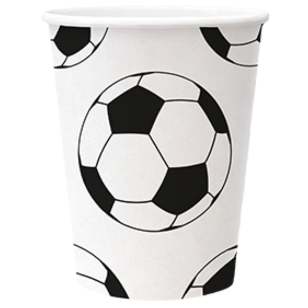 Pappbecher 8x Fussball 8.5x8.5x10.2cm - 0.25l