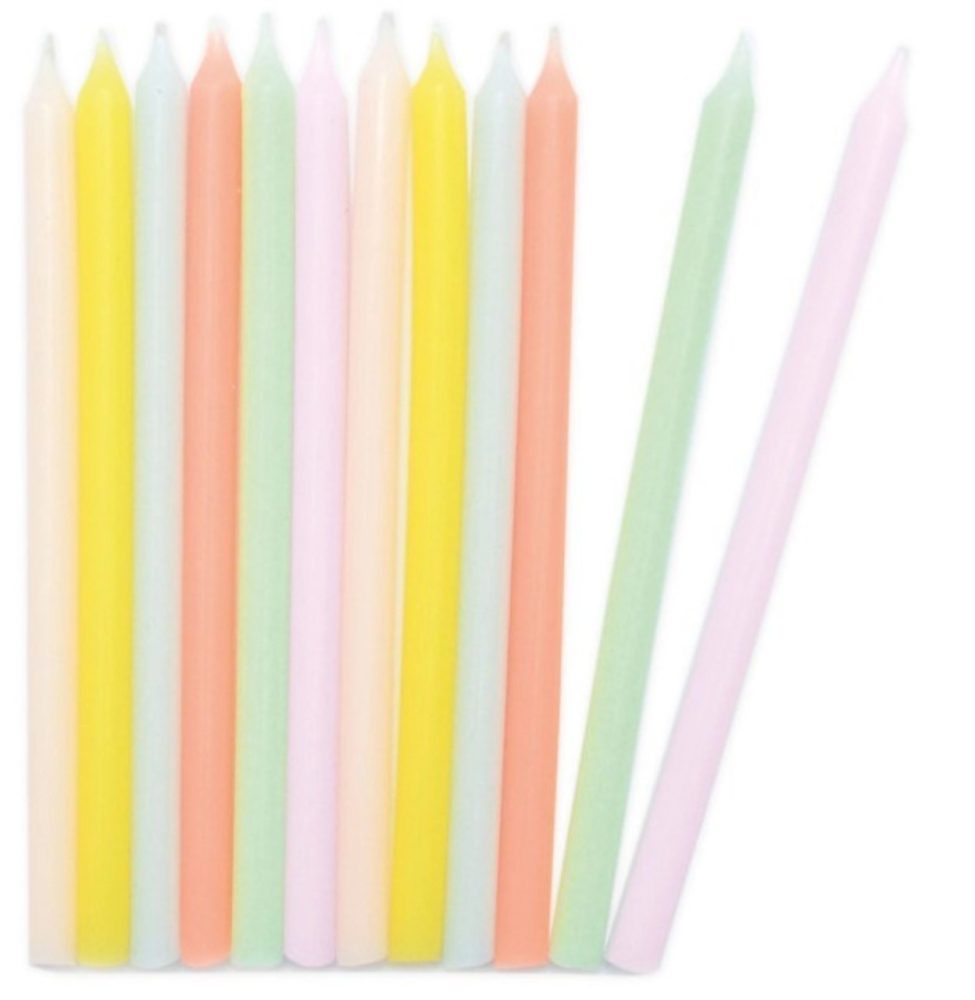 12er Set Kerzen lang 12cm pastellfarben