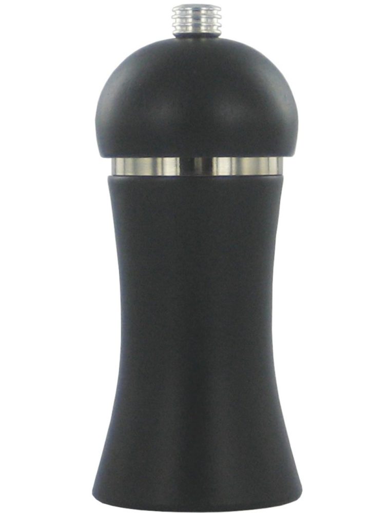 Pogo Pfeffermühle schwarz mit versilbertem Ring 11cm