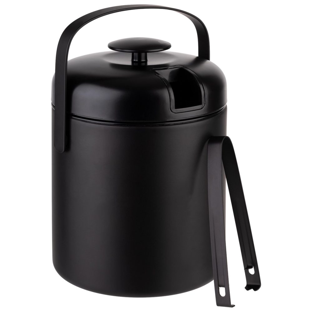 Set Eiseimer mit Eiszange, D14cm, H22cm, 1.3lt, schwarz