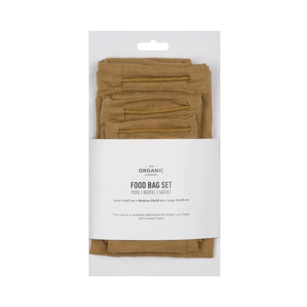 Food bag 3er Set Beutel khaki Biobaumwolle