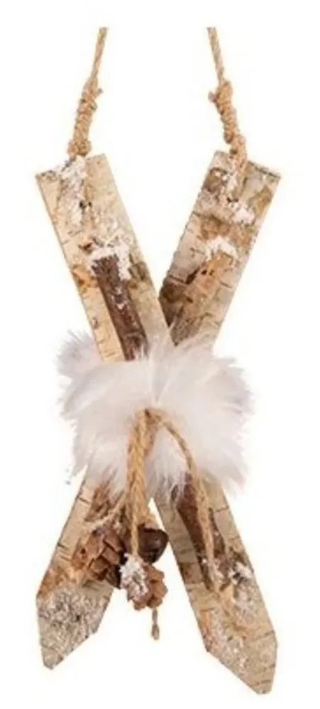 Aufhänger Skis Natural 21x8x54cm Holz