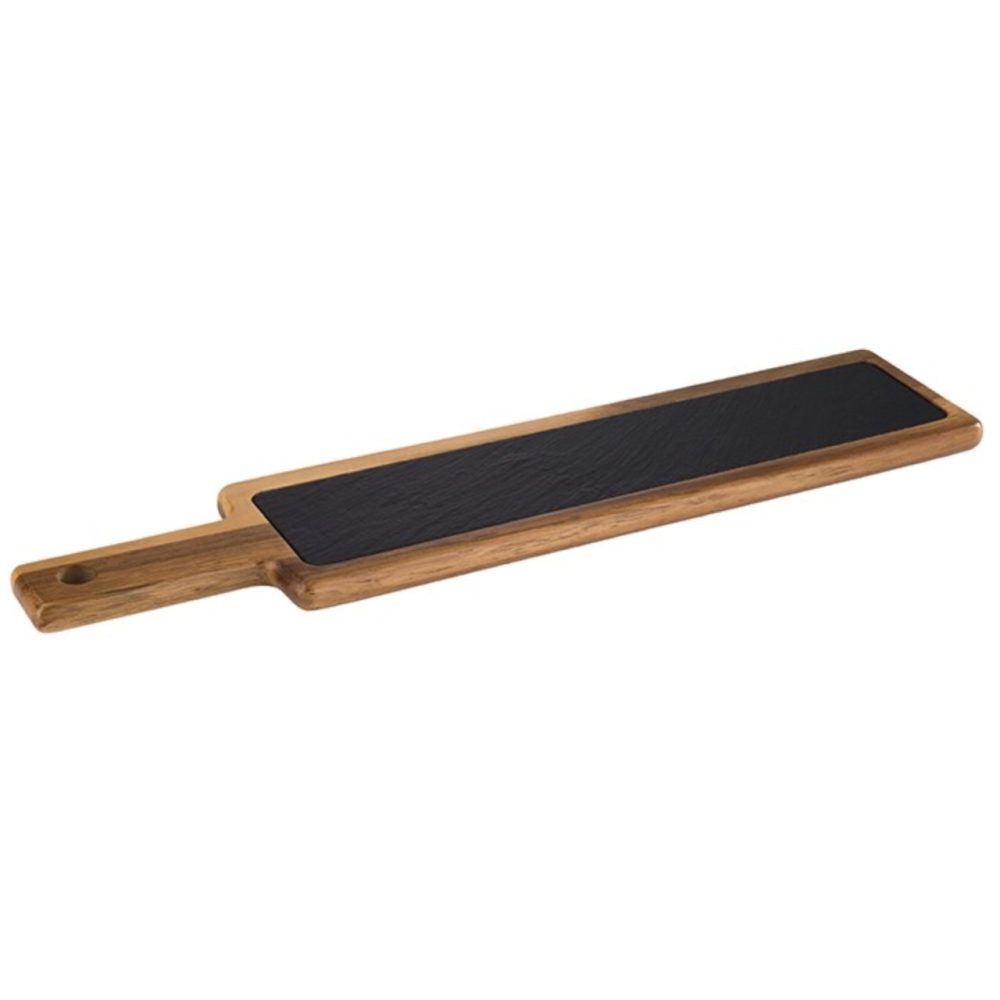 Servierbrett Aps Braun/Schwarz Holz/Naturstein 12 cm 43 cm - Material: Holz/Schiefer - Servierbrett