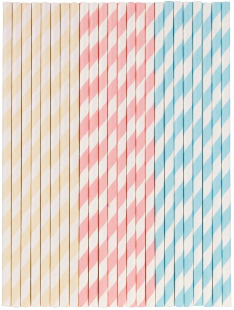 24 Stk. Strohhalme Papier assortiert D0.5cm H19.5cm