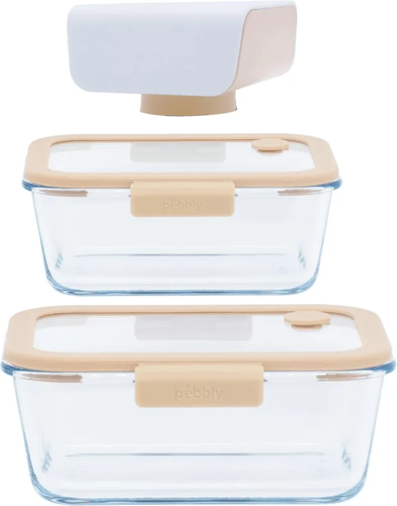 3er Set Vakuum Vorratsdosen mit Vakuum Pumpe Glas