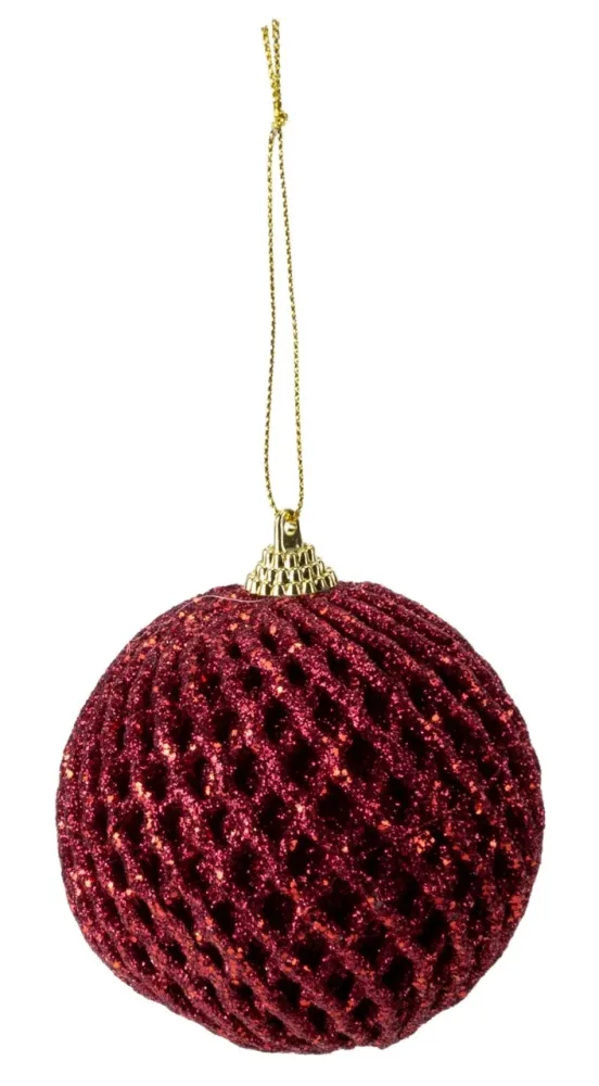 Weihnachtskugel waffeled, dunkelrot, 8cm